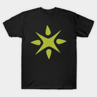 Large Geometric abstract snowflake in green T-Shirt